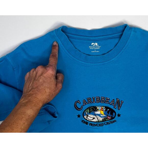 Princess Cruises Carribean Embroidered Tshirt Size Large PreOwned in fair - Picture 11 of 13